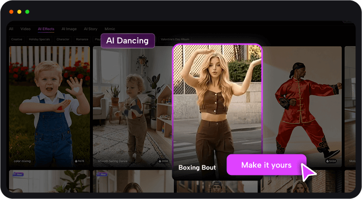 choose your favorite ai dancing effects