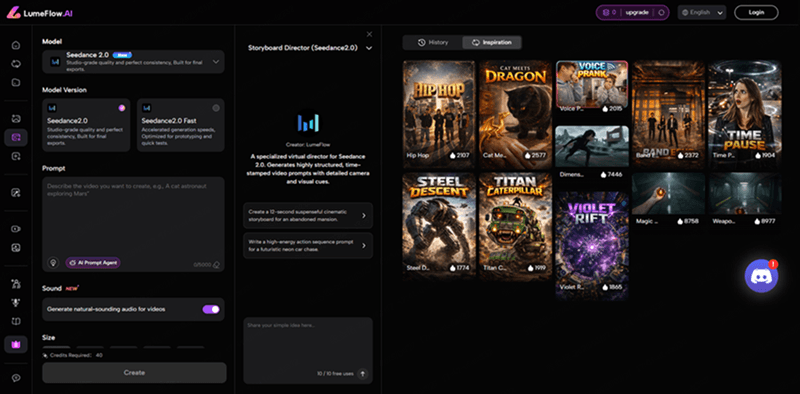 lumeFlow ai text to video prompt interface