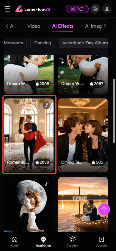 choose valentine’s day ai kissing video template