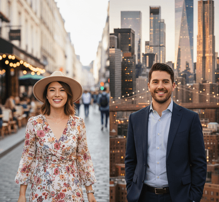 couple portrait photo for playful ai kiss