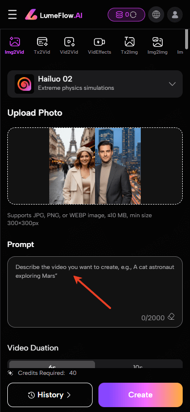 enter prompt for ai kissing video