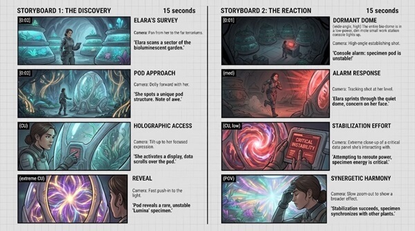 nano banana 2 storyboard biodome scene