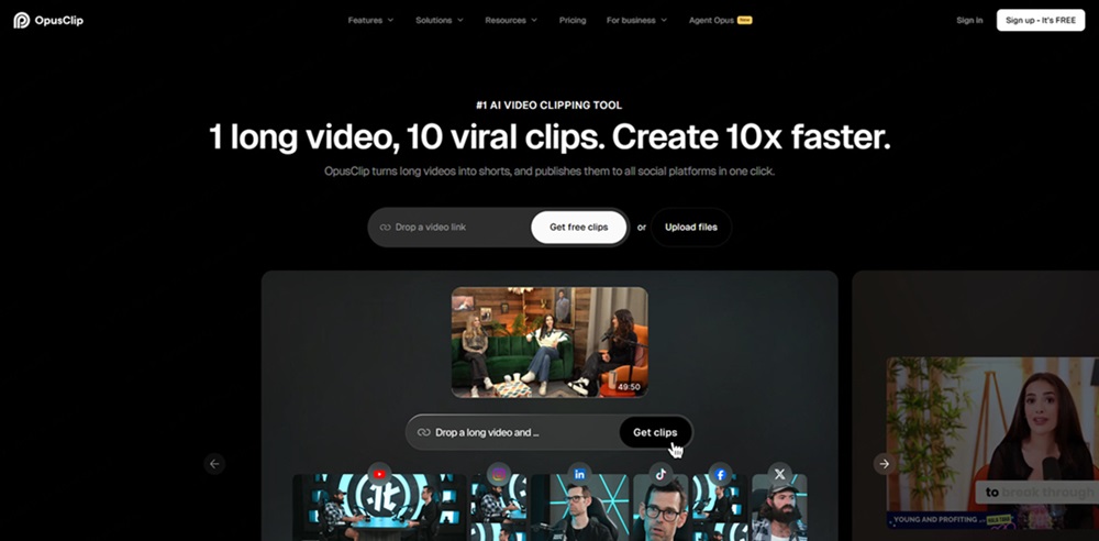 opusclip ai short video creation tool