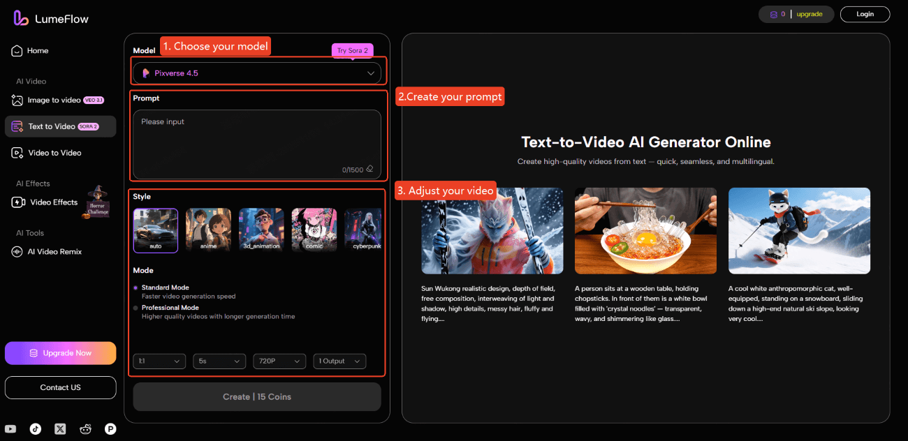 basic steps of text to video