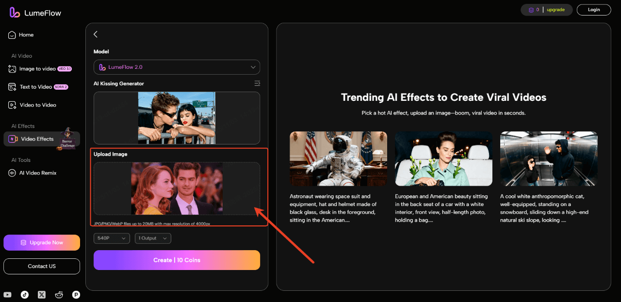 upload your celebrity photo to LumeFlow AI