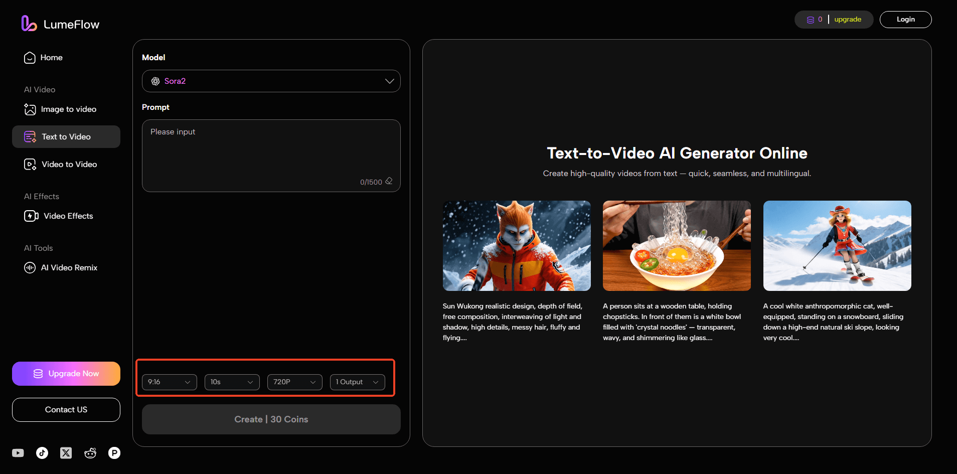 choose duration aspect ratio settings