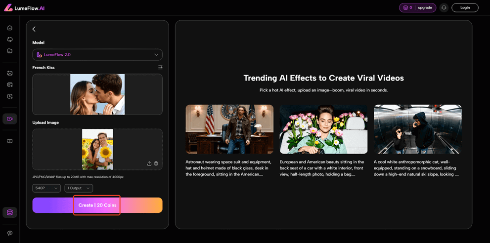 create ai kissing video process