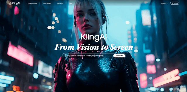 kling ai video creation tool interface