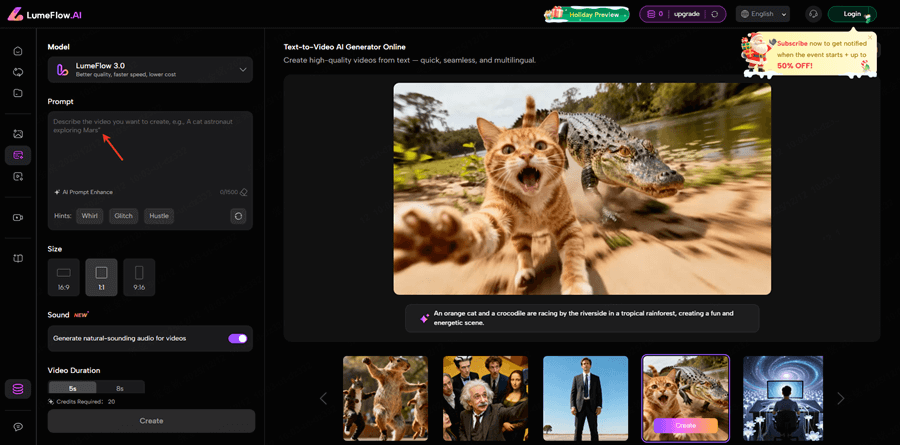 paste your christmas prompt into lumeflow