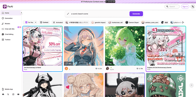 pixai community gallery anime creators collaboration