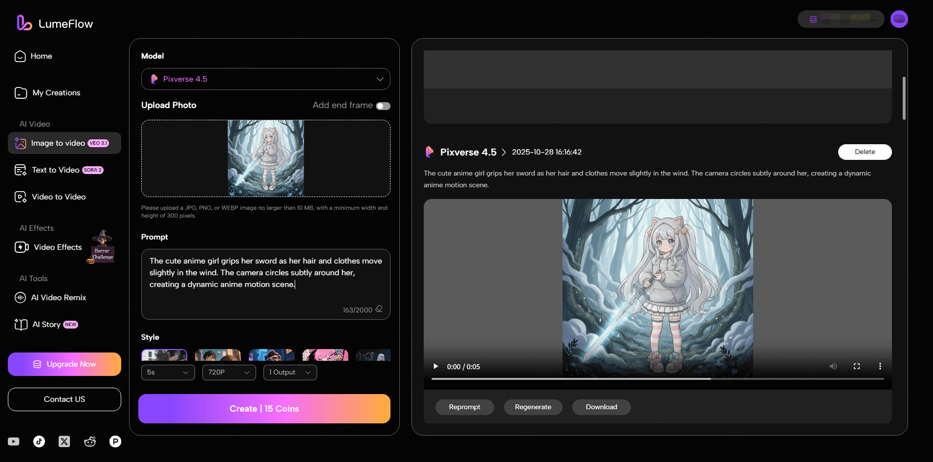 pixai image to lumeflow ai video