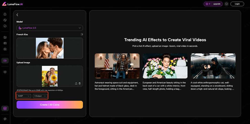select ai kissing video quality