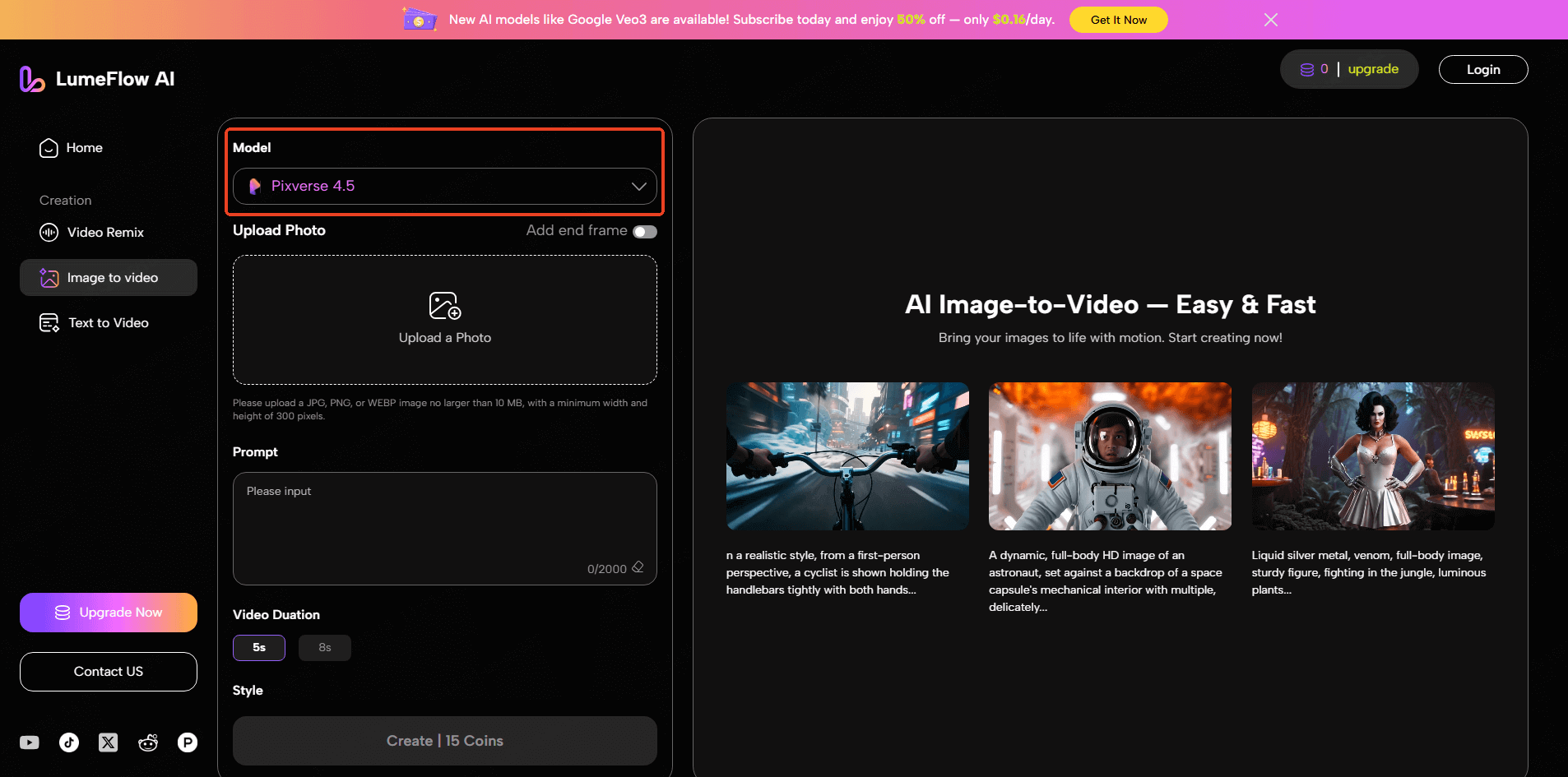 select pixverse 4.5 model
