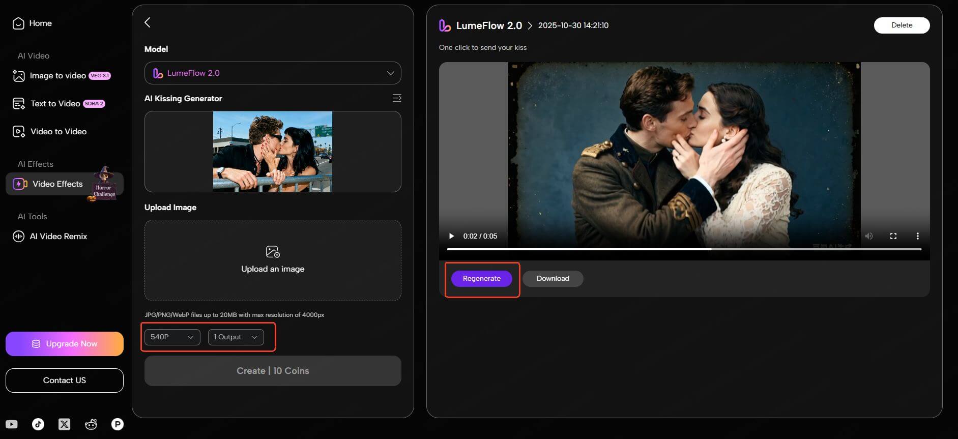 adjust to get better AI kissing video