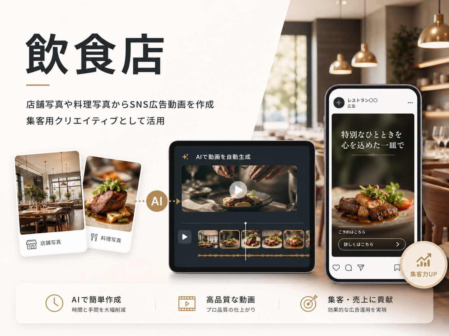 飲食店のAI広告動画