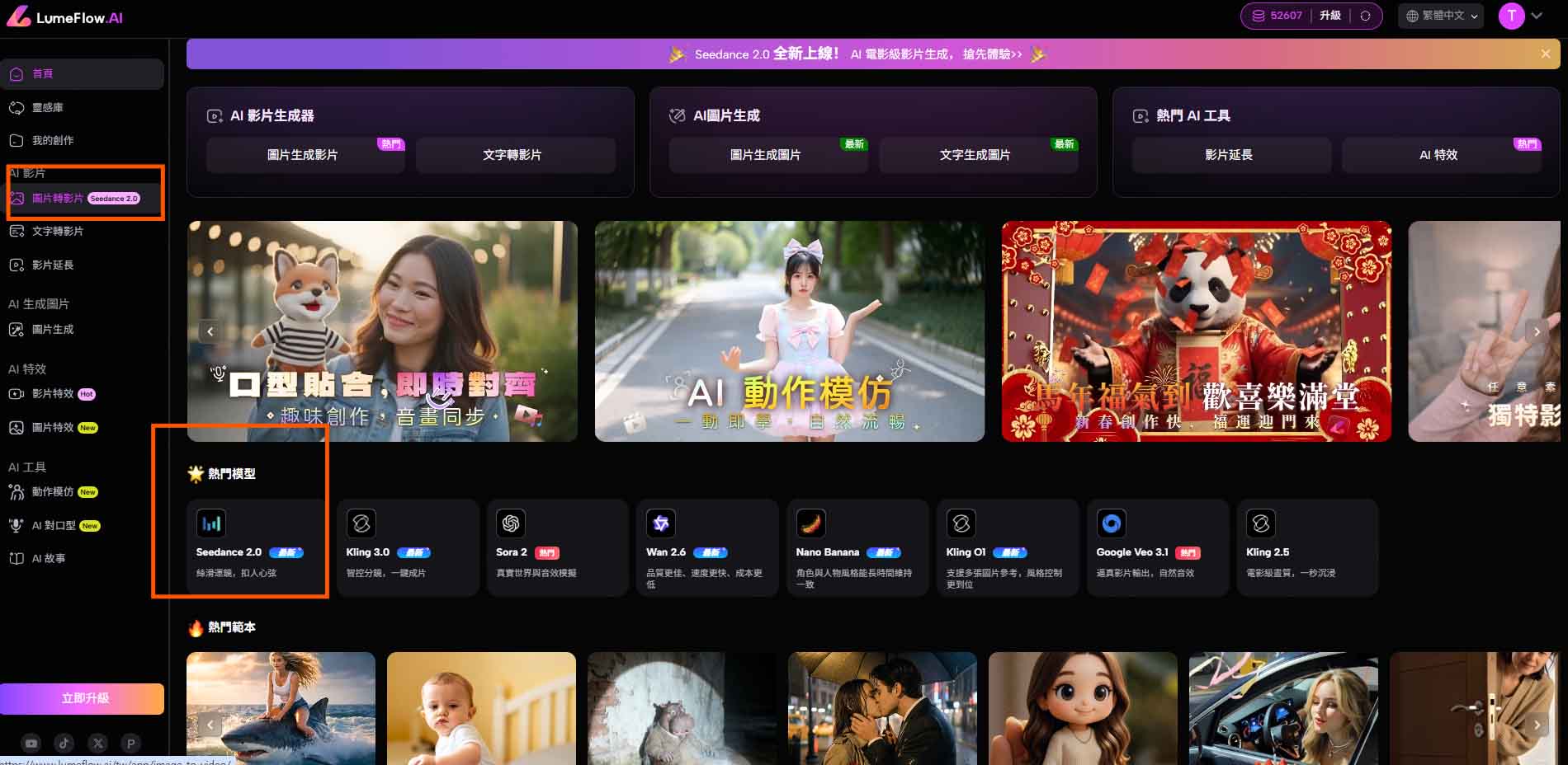 LumeFlow Seedance 上傳起始畫面