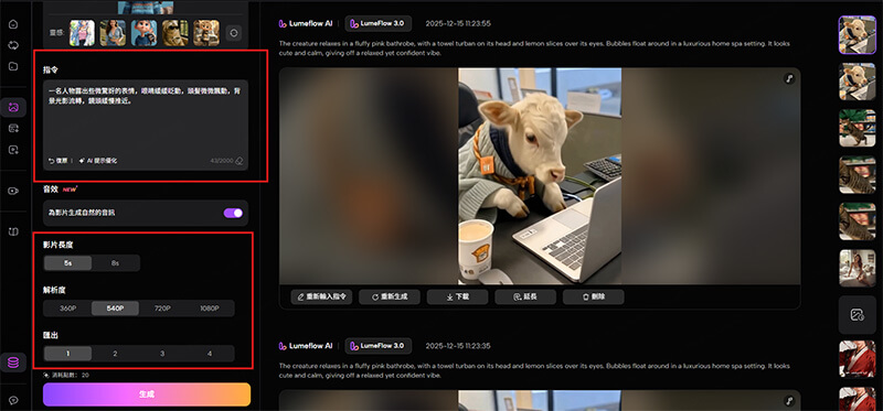 輸入文字描述指令