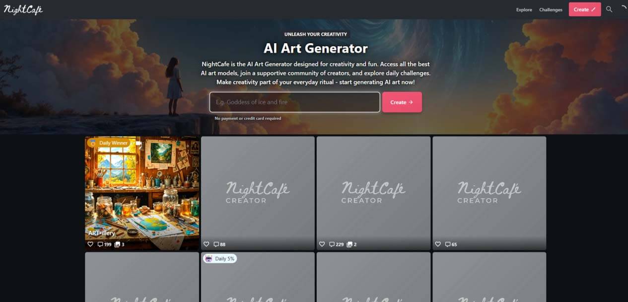 AI 繪圖網站 NightCafe Creator
