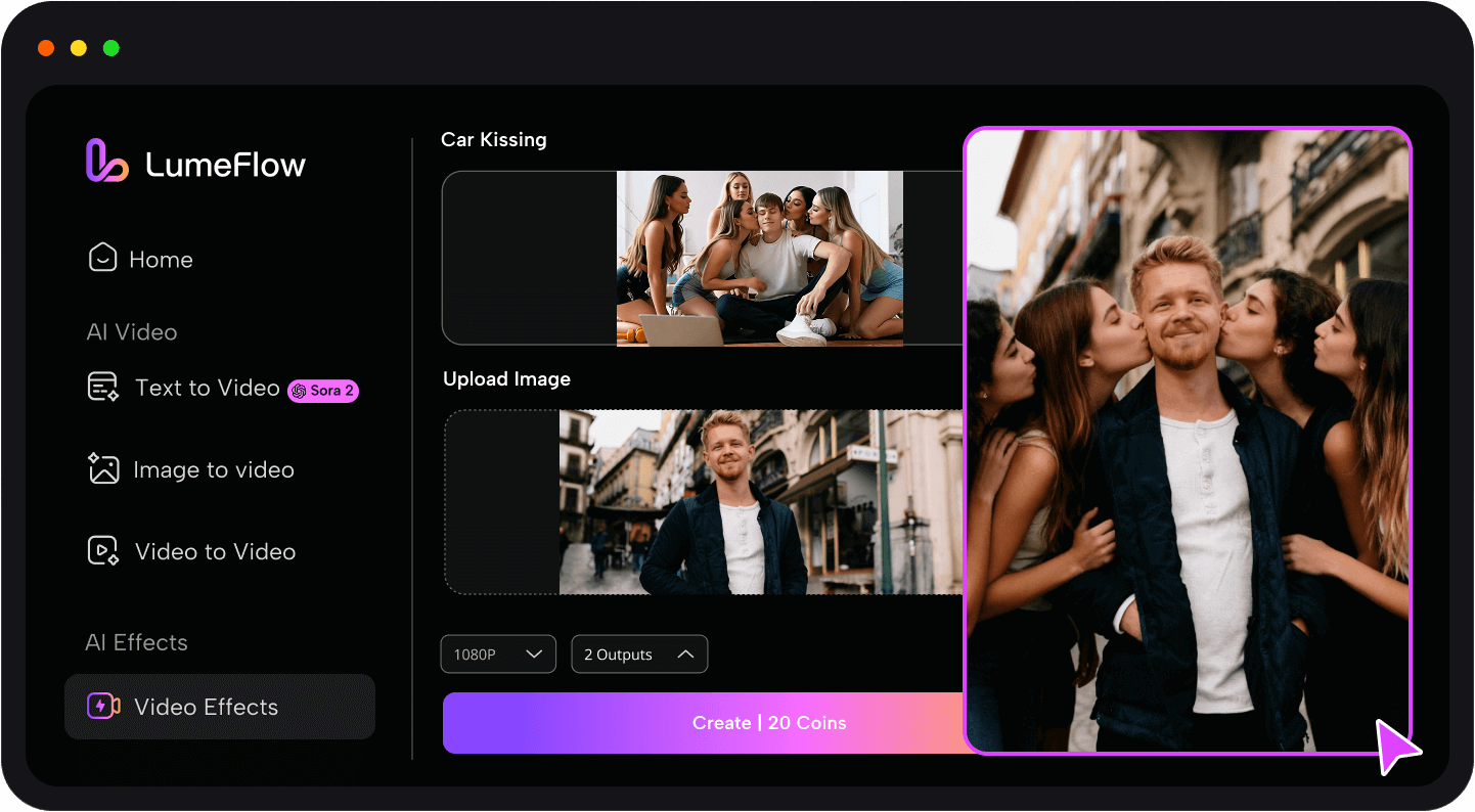 上傳圖片生成 AI 親嘴影片